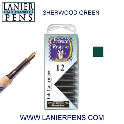 Private Reserve Sherwood Greeb 12 Pack Cartridge Fountain Pen Ink C04 - Lanier Pens