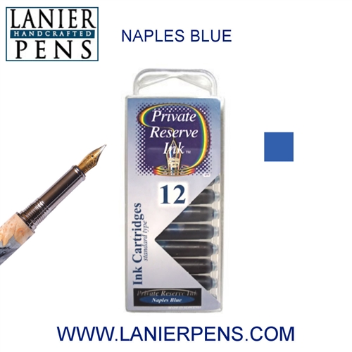 Private Reserve Naples Blue 12 Pack Cartridge Fountain Pen Ink C03 - Lanier Pens