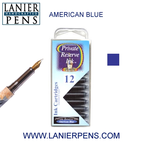 Private Reserve American Blue 12 Pack Cartridge Fountain Pen Ink C25 - Lanier Pens