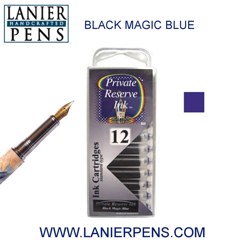 Private Reserve Black Magic Blue 12 Pack Cartridge Fountain Pen Ink C28 - Lanier Pens