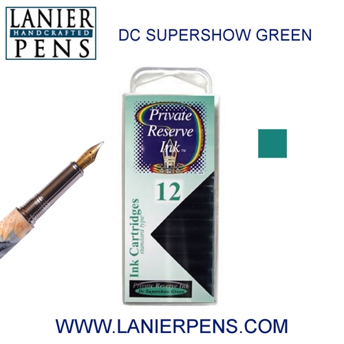 Private Reserve DC Supershow Green 12 Pack Cartridge Fountain Pen Ink C34 - Lanier Pens