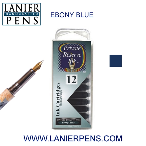 Private Reserve Ebony Blue 12 Pack Cartridge Fountain Pen Ink C39 - Lanier Pens