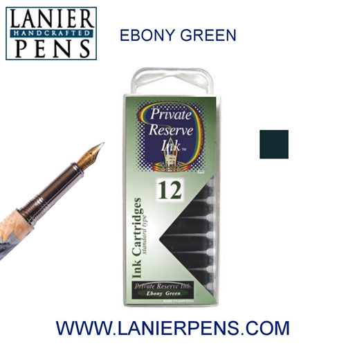 Private Reserve Ebony Green 12 Pack Cartridge Fountain Pen Ink C40 - Lanier Pens