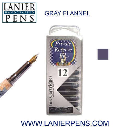 Private Reserve Gray Flannel 12 Pack Cartridge Fountain Pen Ink C14 - Lanier Pens