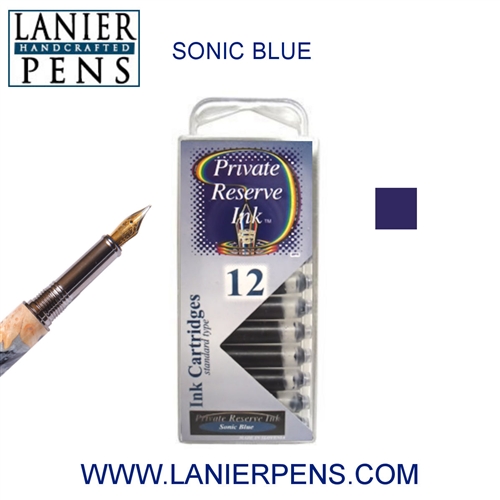 Private Reserve Sonic Blue 12 Pack Cartridge Fountain Pen Ink C17 by Lanier Pens