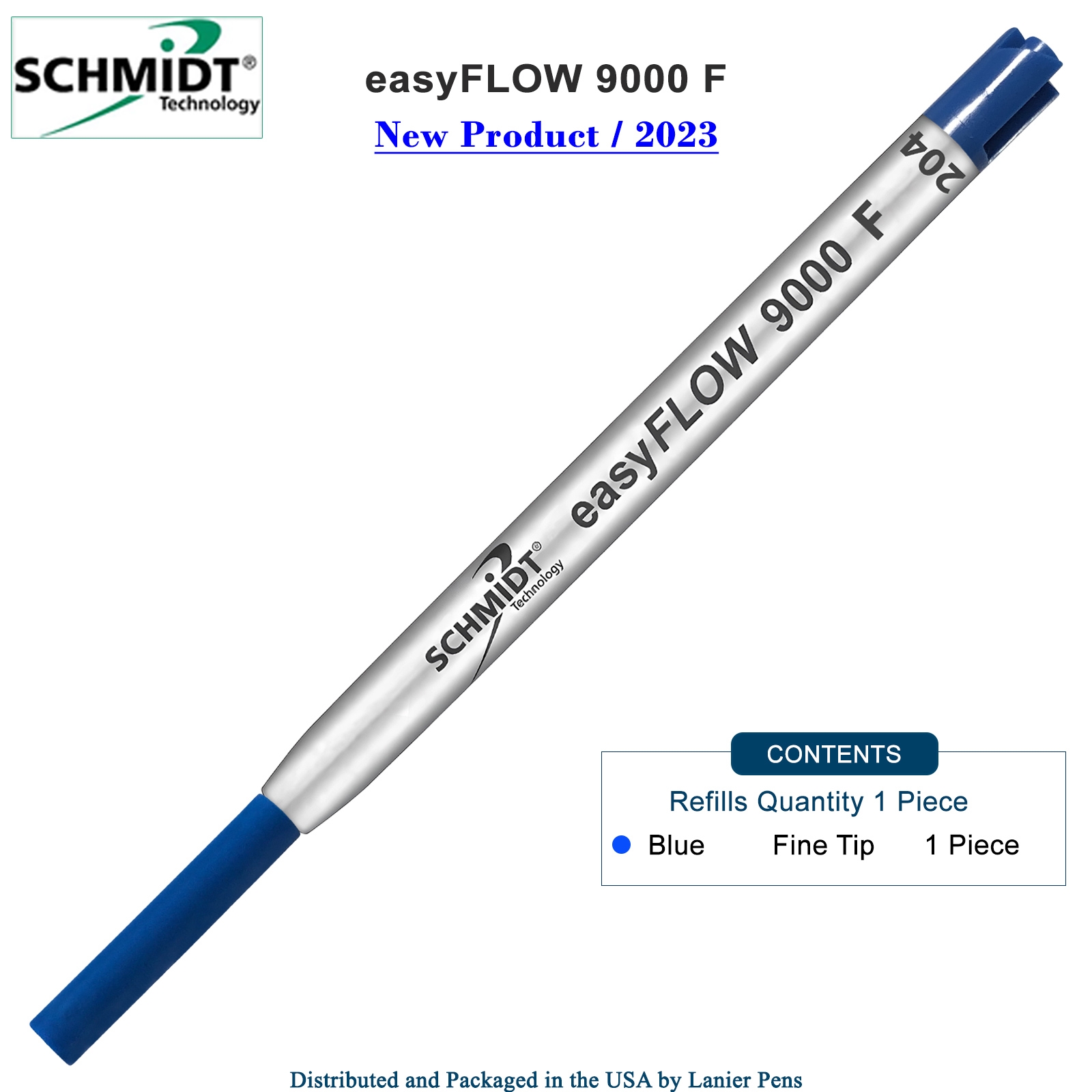 Imprinted Schmidt easyFLOW9000 Ballpoint Refill- Blue Ink, Fine Tip 0.8mm - Pack of 1 by Lanier Pens, lanierpens