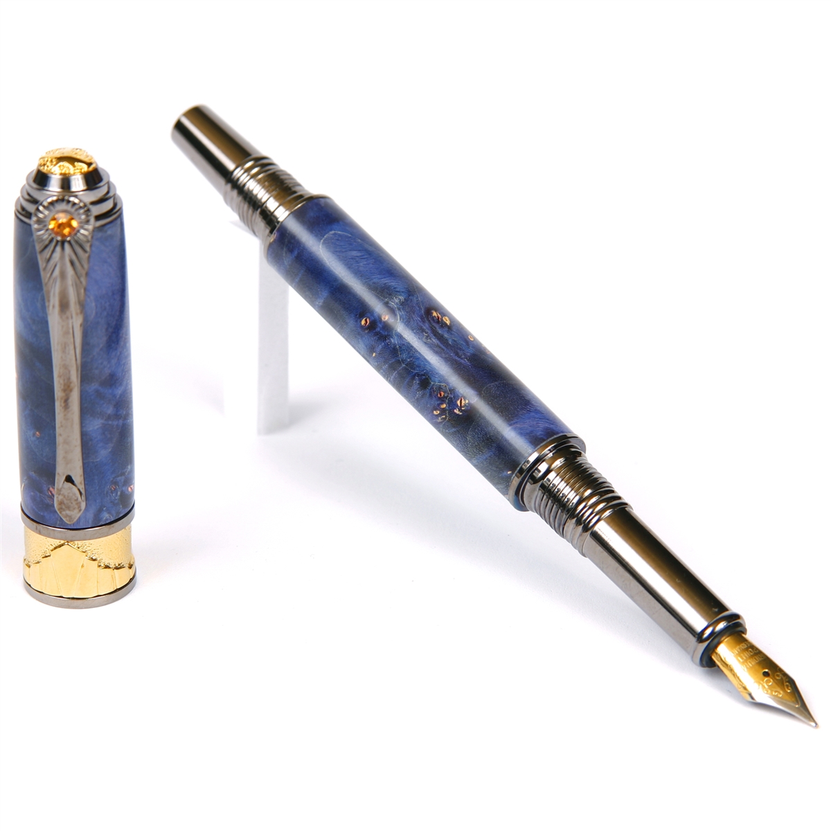 Blue Box Elder - Art Deco Fountain Pen - Lanier Pens