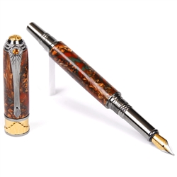 Copper and Green Pine Cone Art Deco Fountain Pen - Lanier Pens