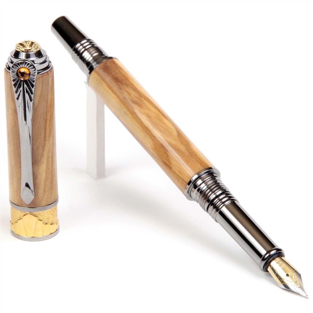 Olivewood Art Deco Fountain Pen - Lanier Pens