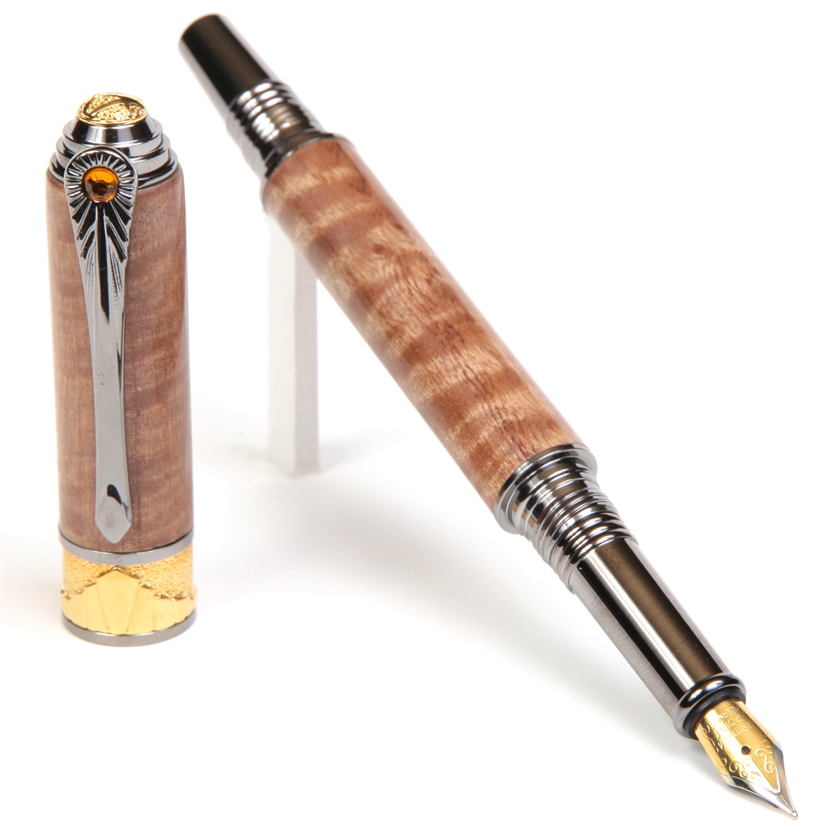 Pyinma Maple Burl Art Deco Fountain Pen - Lanier Pens