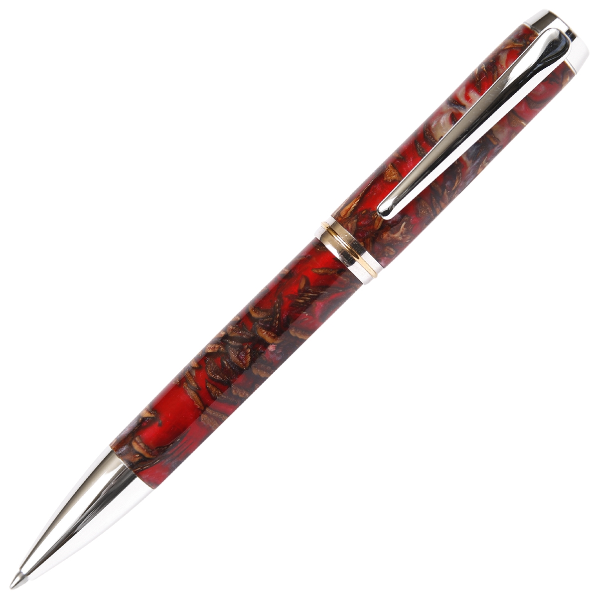 Red and Silver Pine Cone Baron Ball Point Pen - Lanier Pens