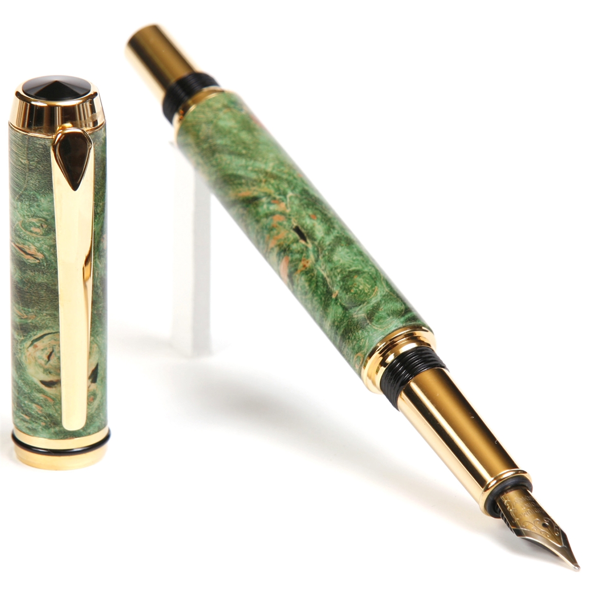 Green Maple Burl Baron Fountain Pen - Lanier Pens
