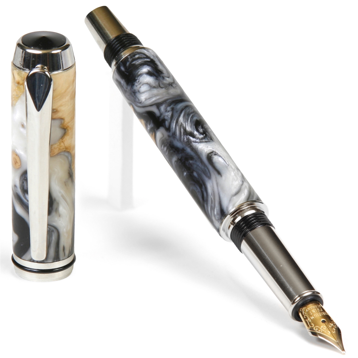 Black Pearl Baron Fountain Pen - Lanier Pens