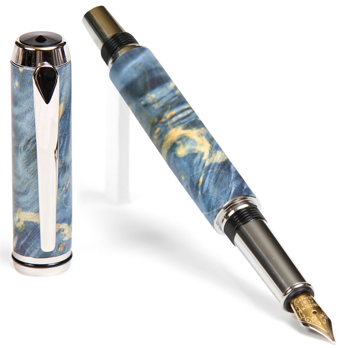 Blue Maple Burl Baron Fountain Pen - Lanier Pens