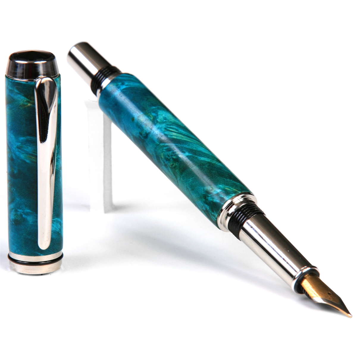 Turquoise Box Elder Baron Fountain Pen - Lanier Pens
