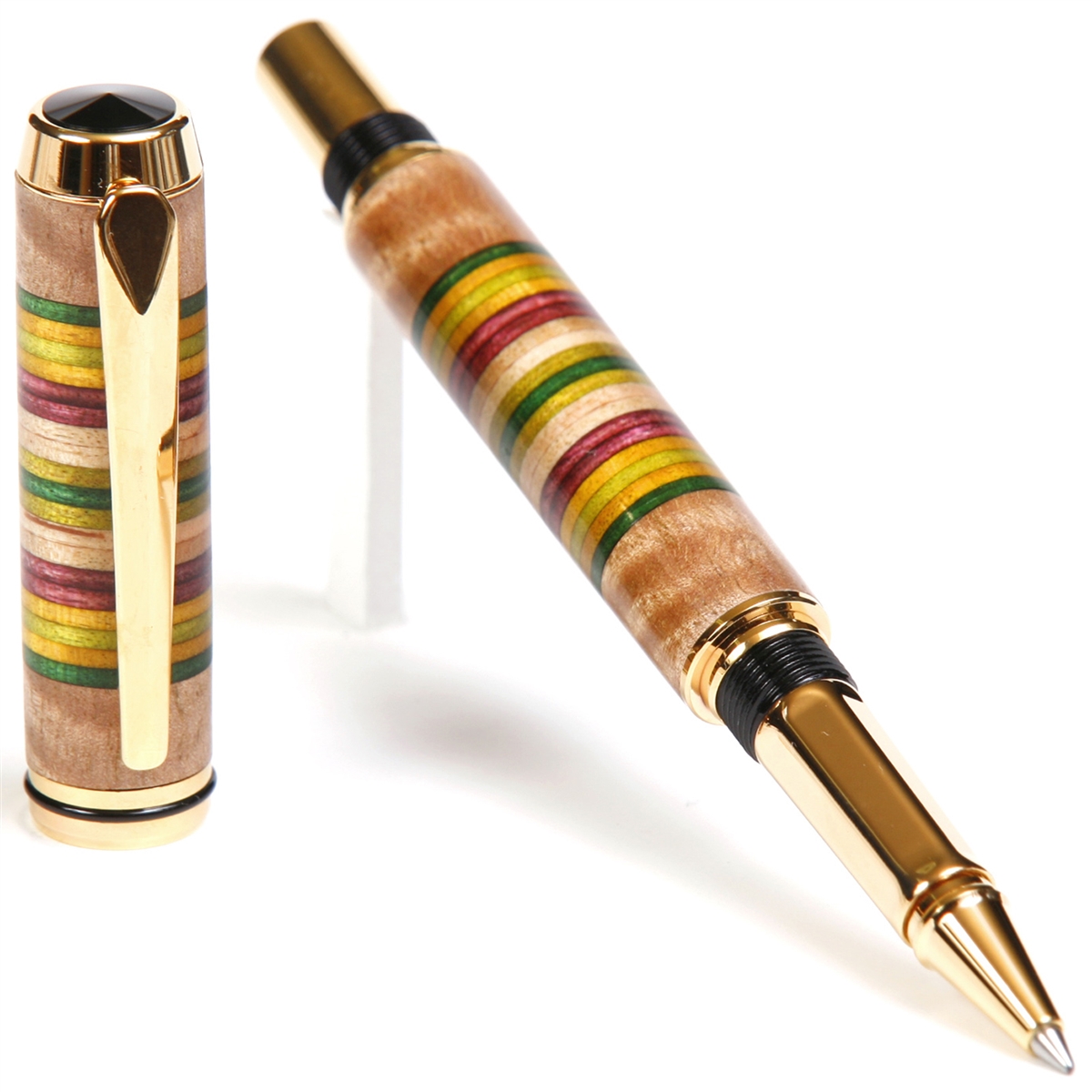Maple with Colored Inlays Baron Rollerball Pen - Lanier Pens