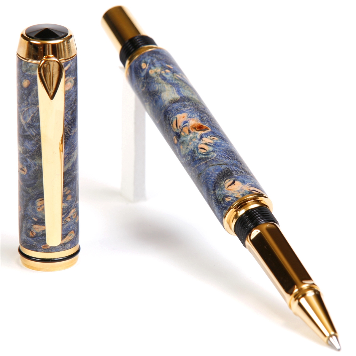 Blue Maple Burl Baron Rollerball Pen - Lanier Pens