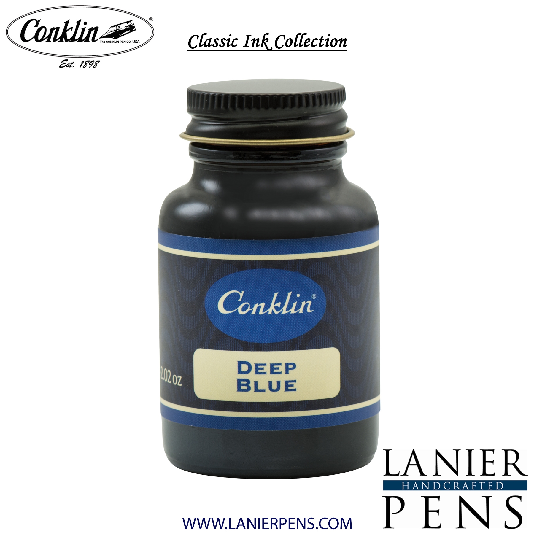 Conklin Deep Blue Ink Bottle 60ml by Lanier Pens, lanierpens, lanierpens.com, wndpens, WOOD N DREAMS, Pensbylanier
