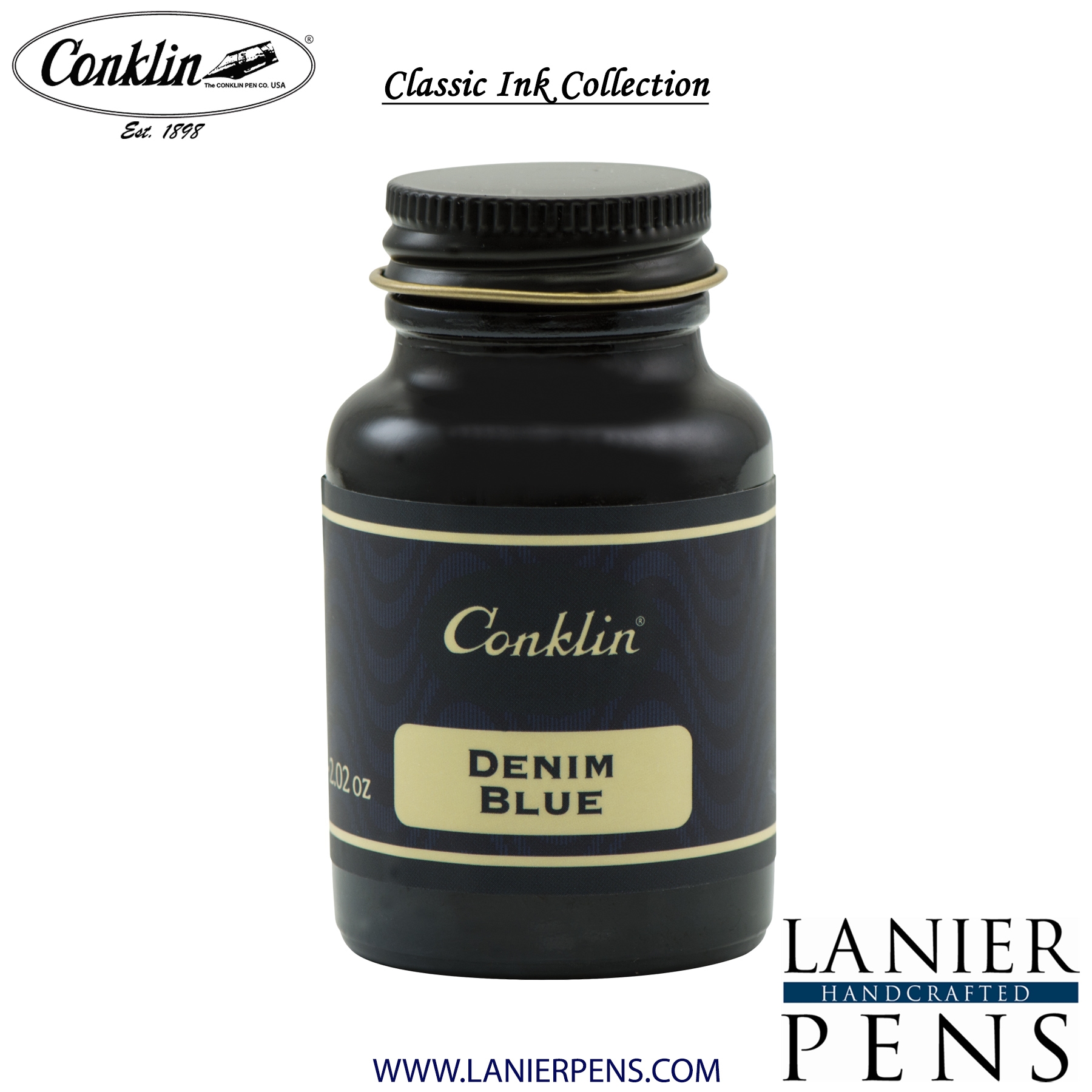 Conklin Denim Blue Ink Bottle 60ml by Lanier Pens, lanierpens, lanierpens.com, wndpens, WOOD N DREAMS, Pensbylanier