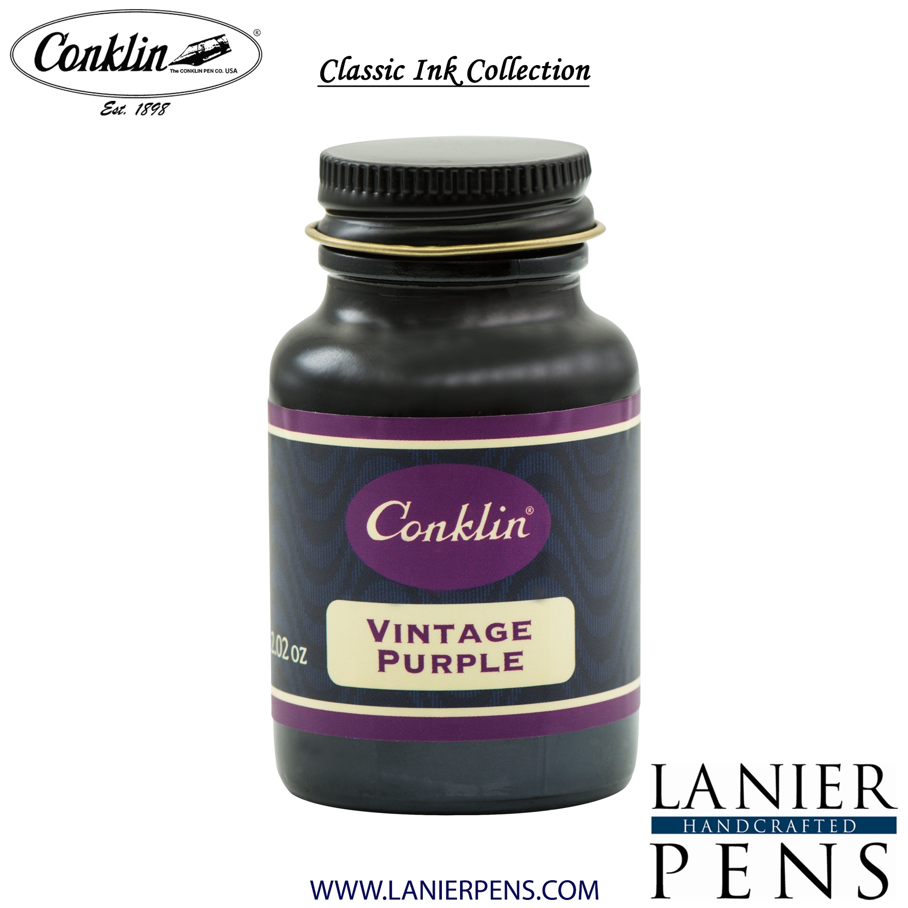 Conklin Vintage Purple Ink Bottle 60ml by Lanier Pens, lanierpens, lanierpens.com, wndpens, WOOD N DREAMS, Pensbylanier