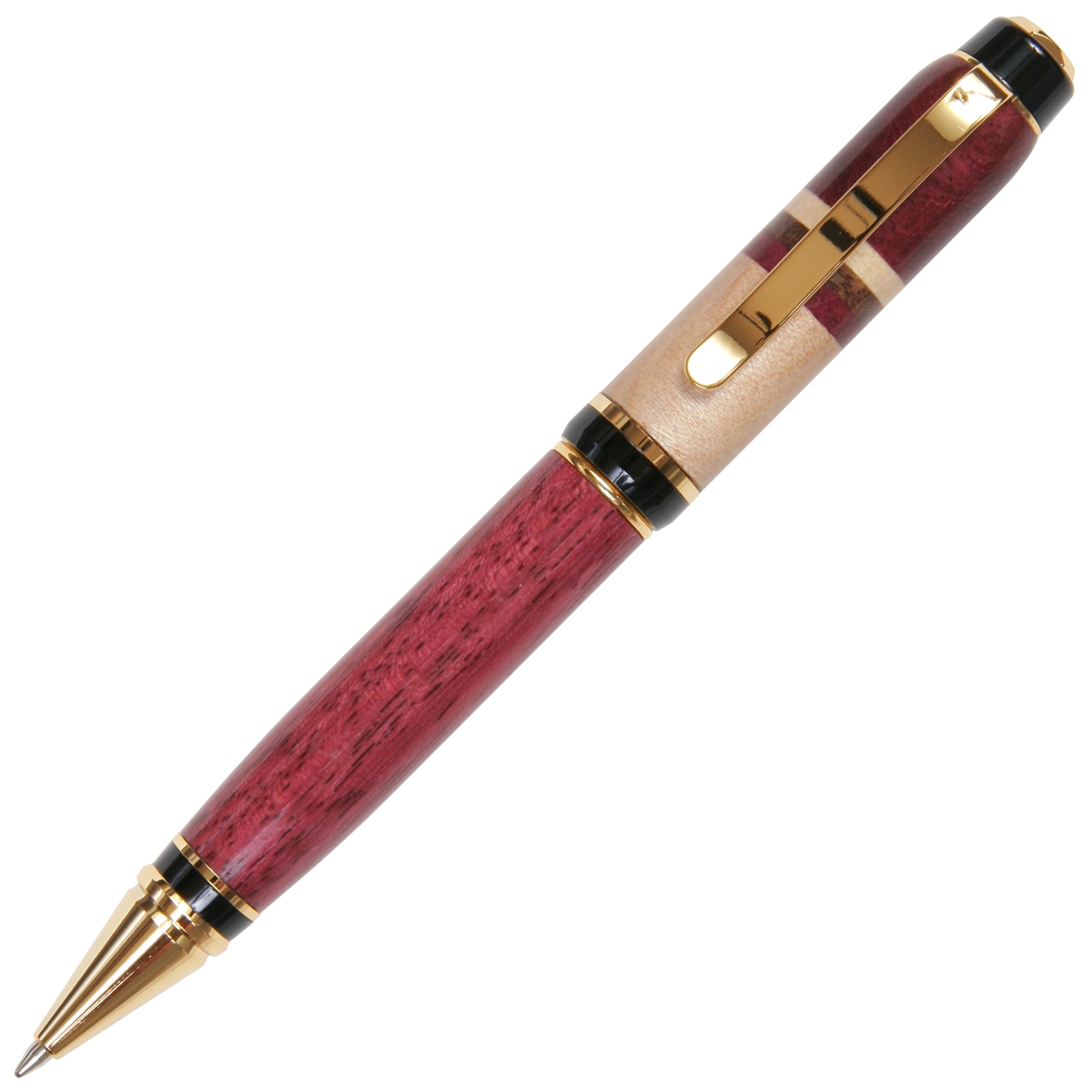 Purpleheart & Maple with Walnut Inlay Cigar Twist Pen - Lanier Pens