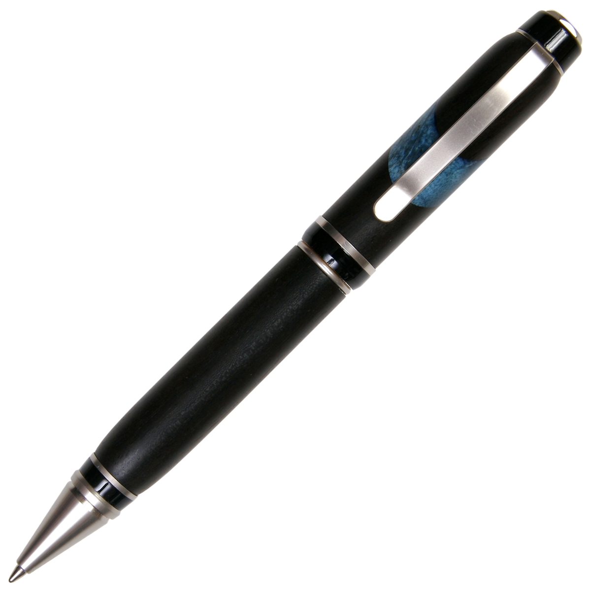 Ebony with Blue Box Elder Inlay Cigar Twist Pen - Lanier Pens