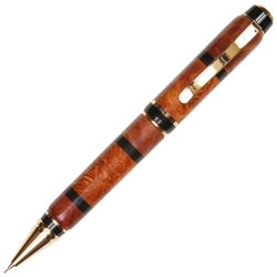 Ambonya Burl, Red & Brown Malee Burl with Ebony Inlays Cigar Twist Pencil - Lanier Pens
