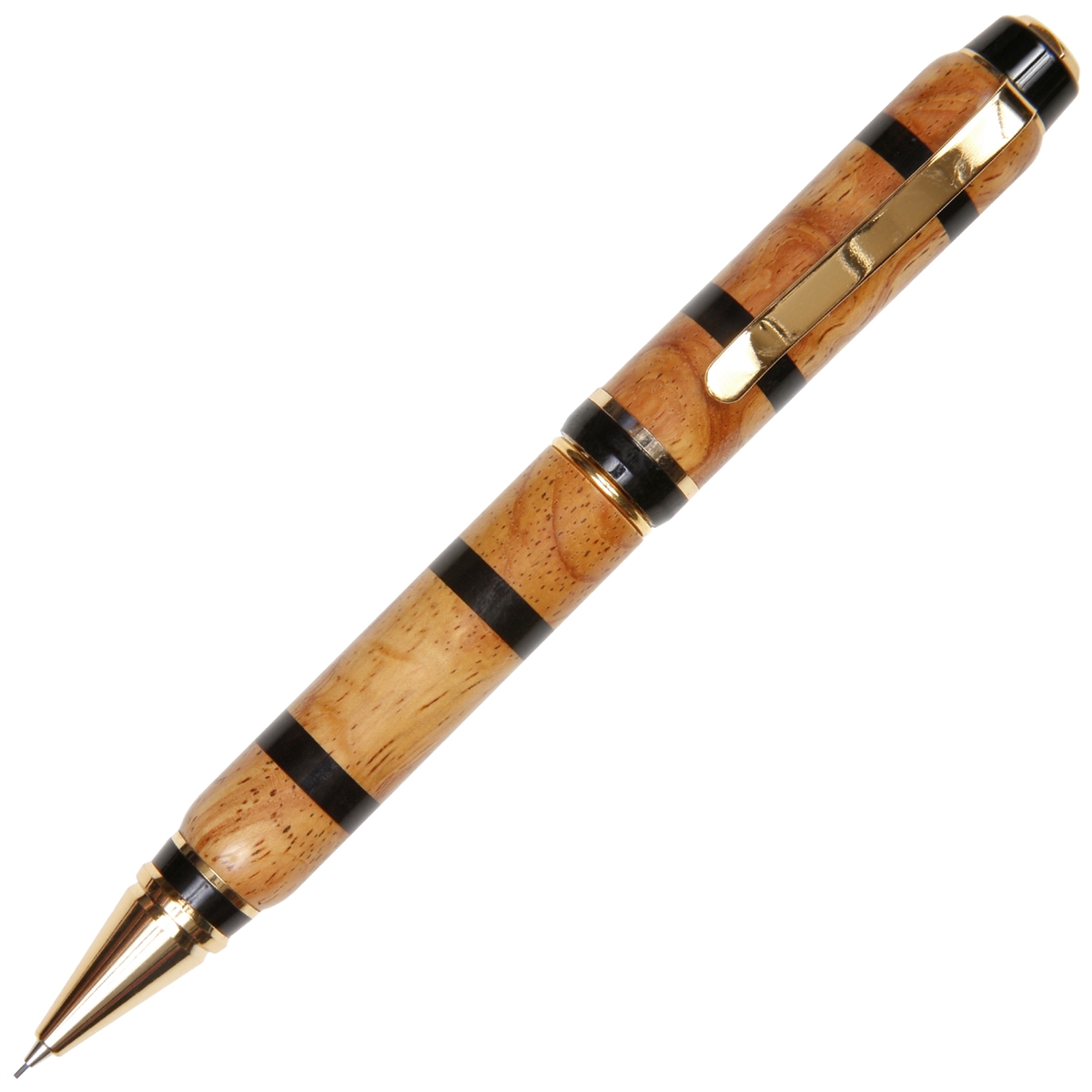 Ambonya Burl with Ebony Inlays Cigar Twist Pencil - Lanier Pens