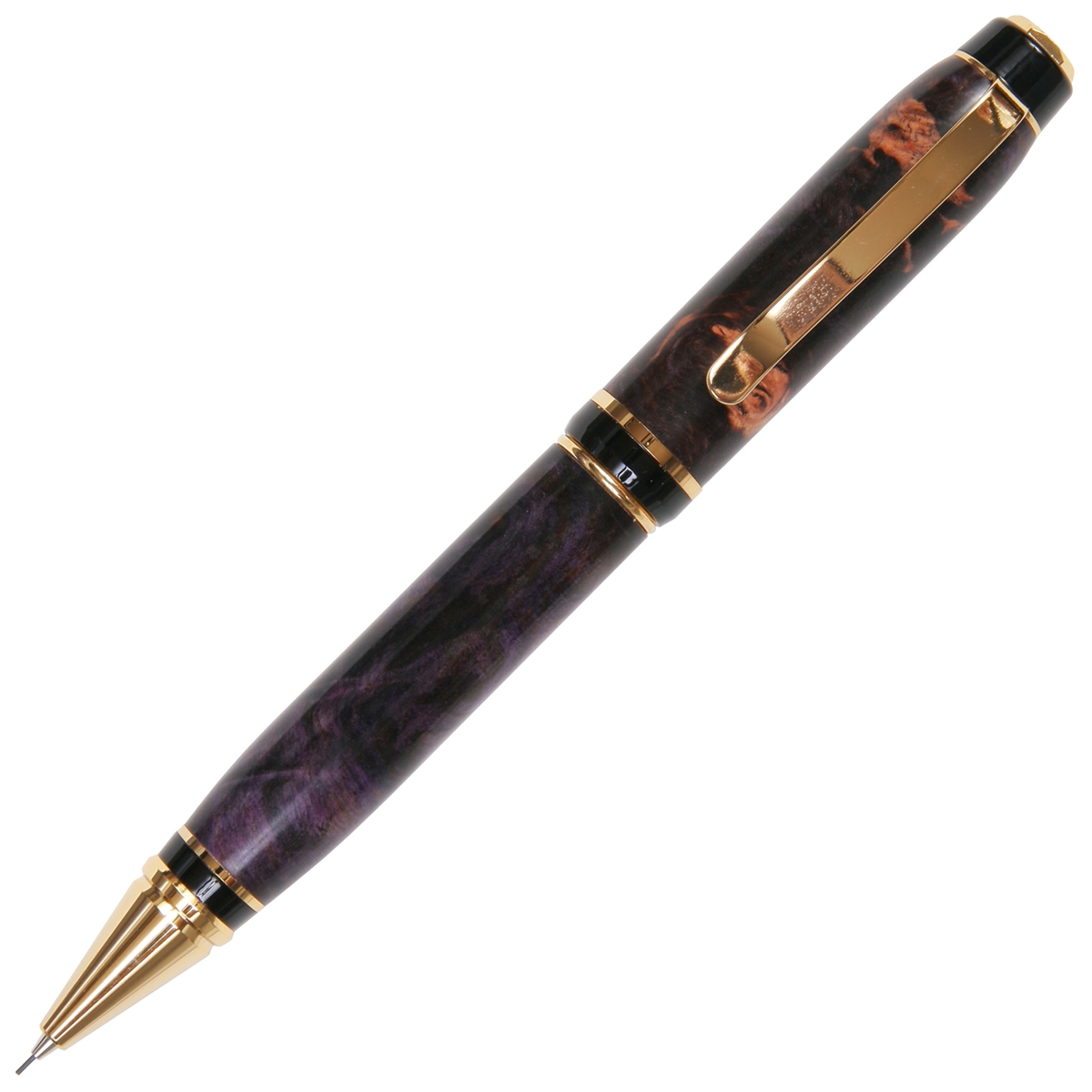 Purple Maple Burl Cigar Twist Pencil - Lanier Pens