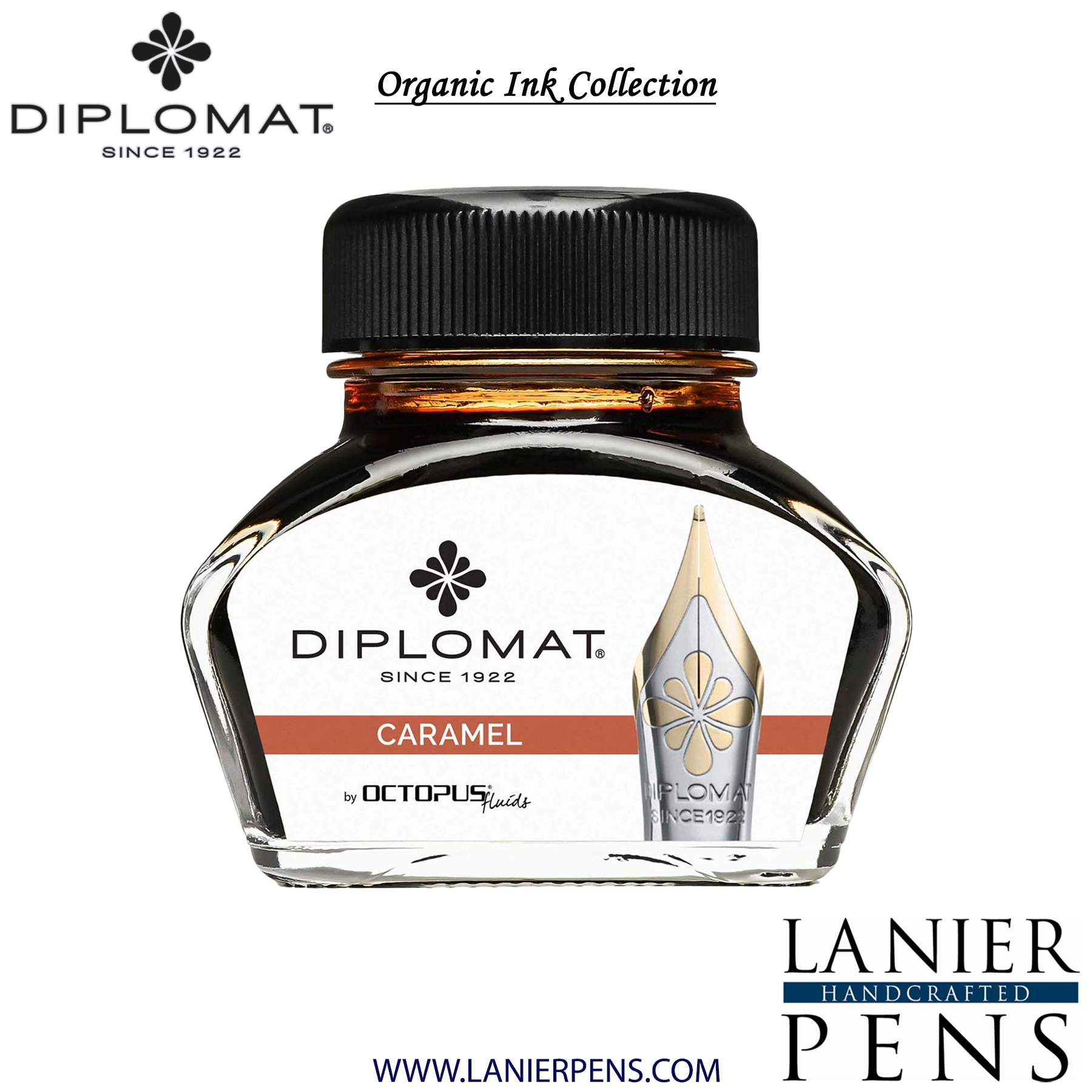 Diplomat Caramel Ink Bottle, 30ml by Lanier Pens, lanierpens, lanierpens.com, wndpens, WOOD N DREAMS, Pensbylanier