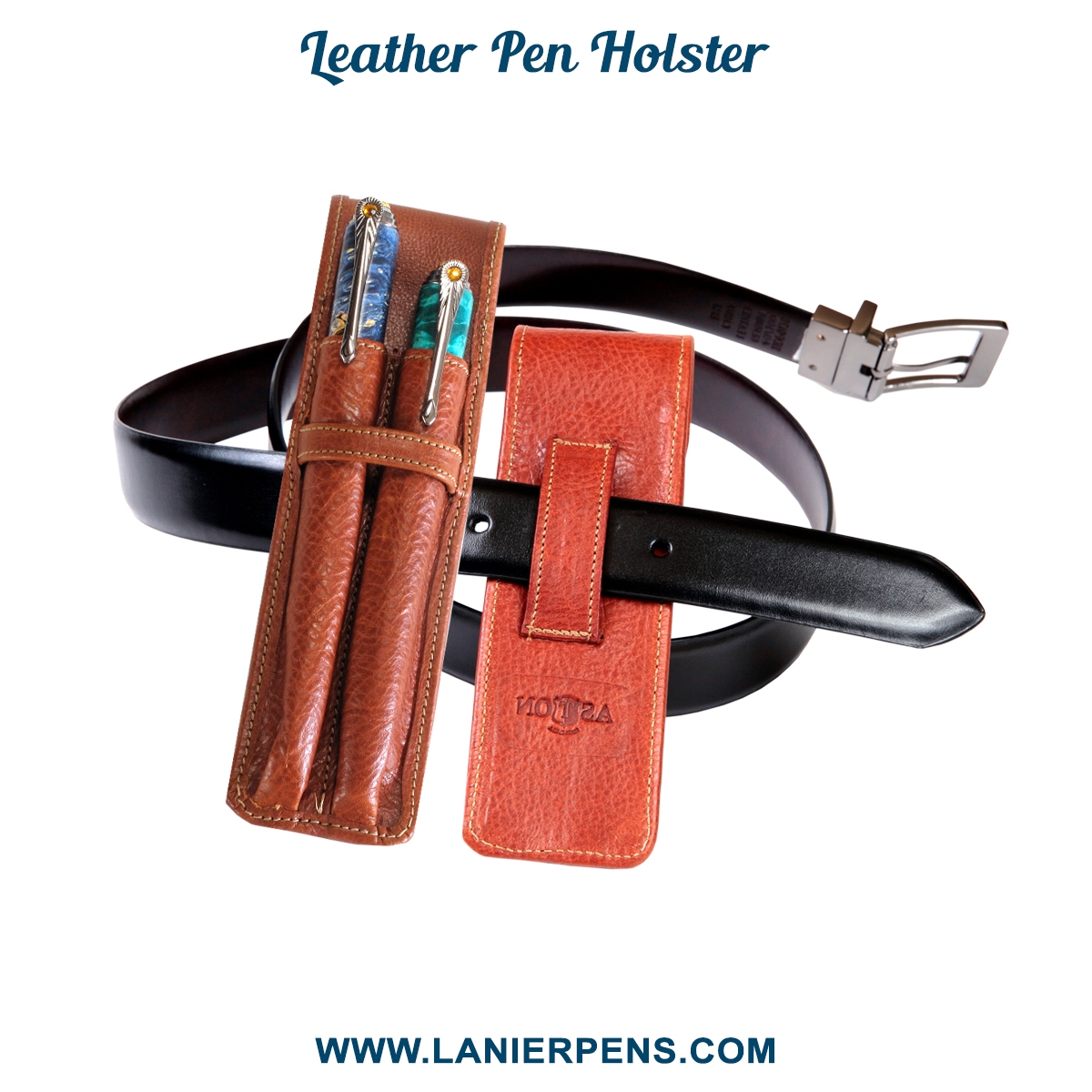 Aston Leather Pen - Two Pen Leather Case by Lanier Pens
