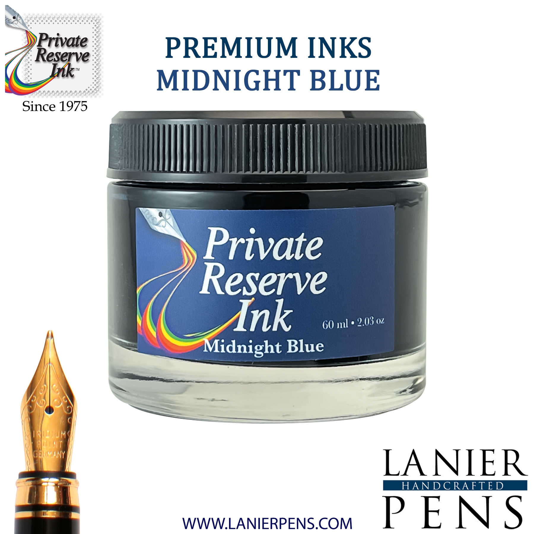 Private Reserve Midnight Blues Fountain Pen Ink Bottle 15-mb Lanier Pens