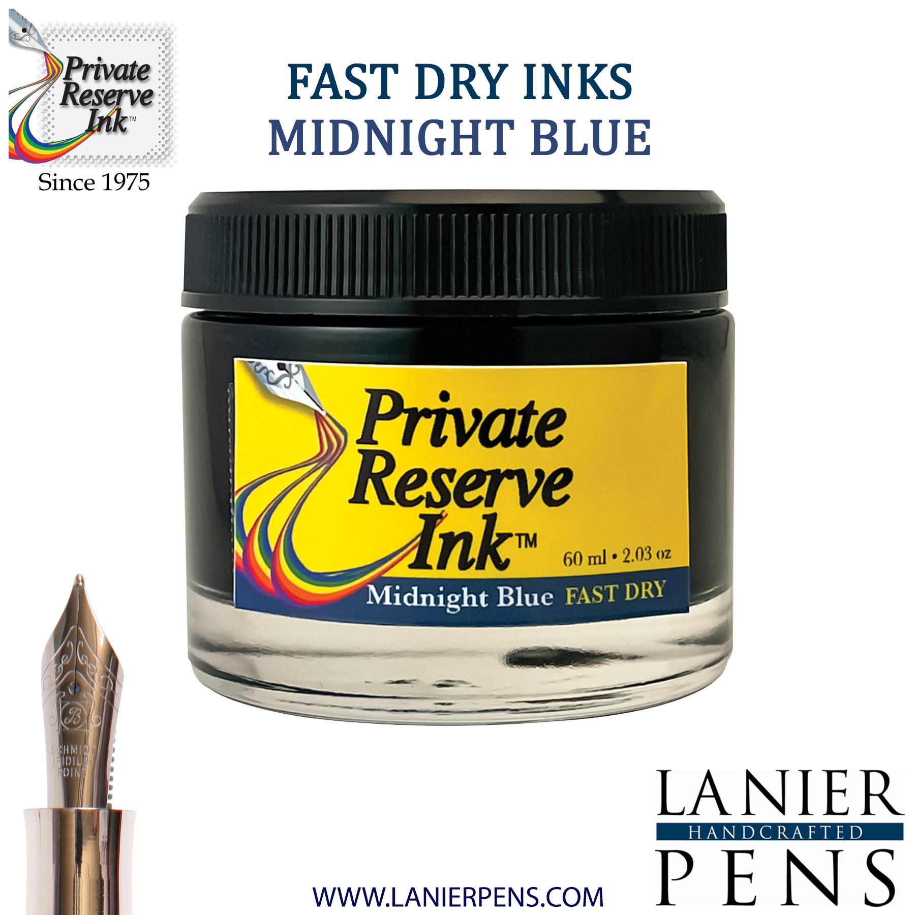 Private Reserve Midnight Blues Fountain Pen Ink Bottle 15-F-MB - Lanier Pens