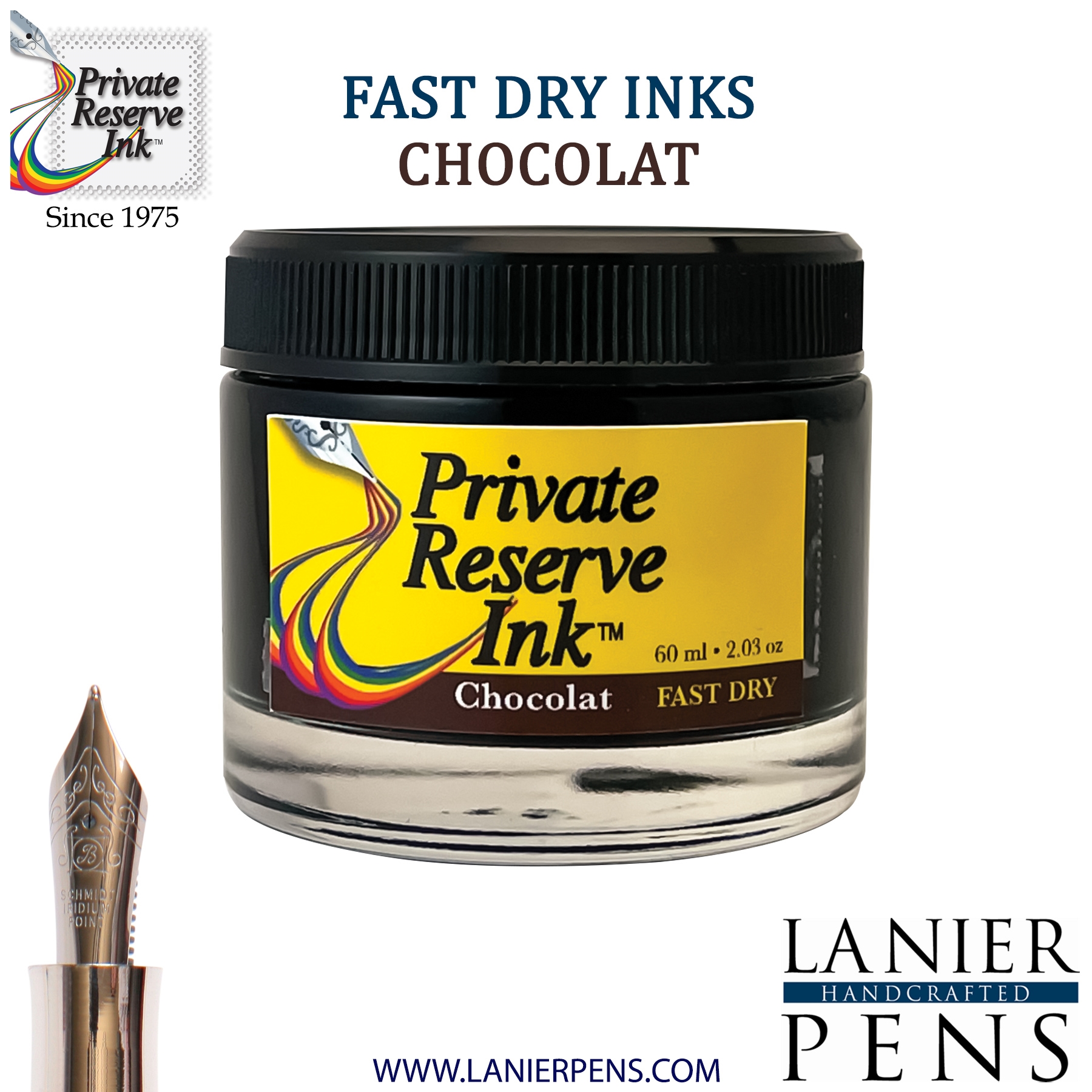 Private Reserve Chocolat Fast Dry Fountain Pen Ink Bottle 32-F-CH - Lanier Pens