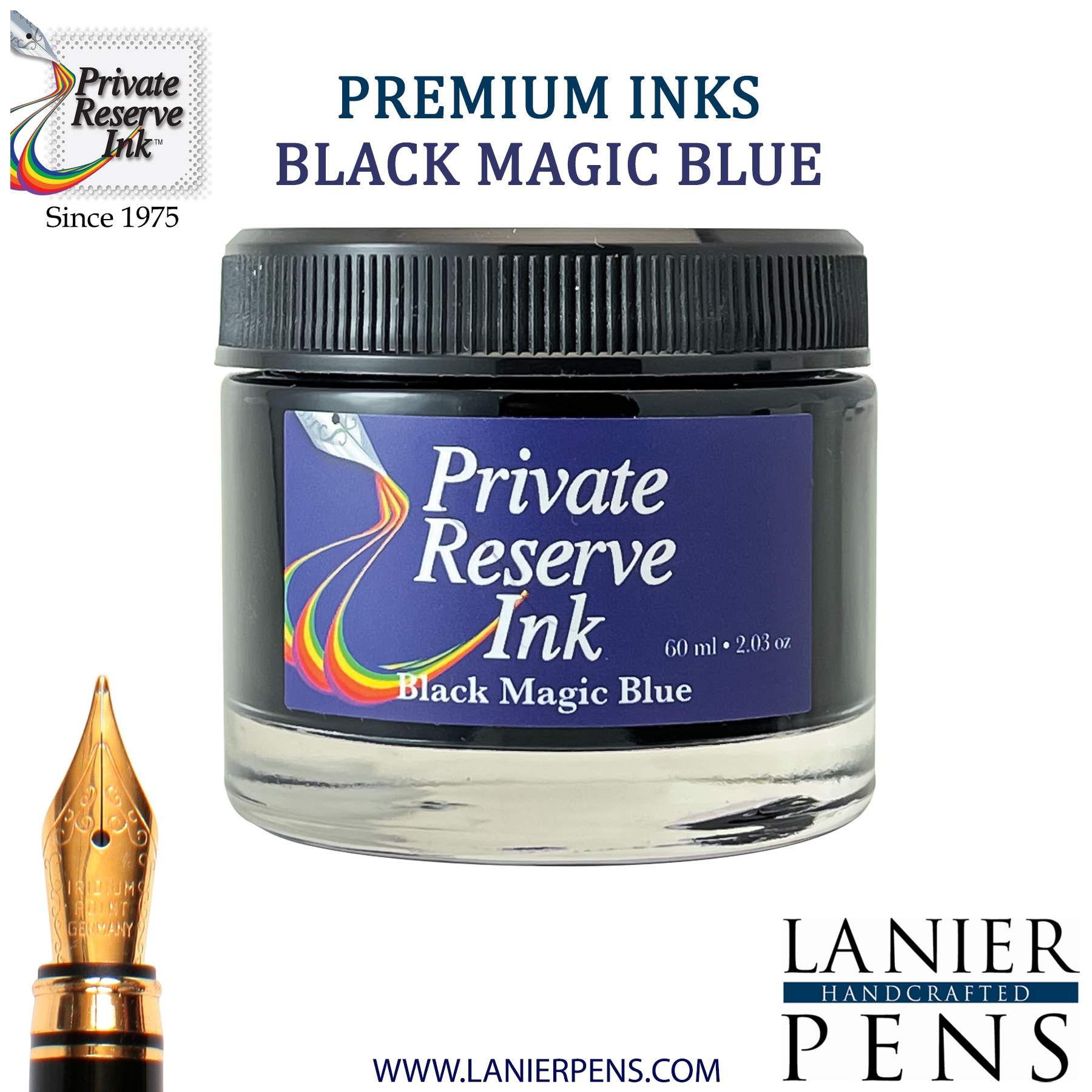 Private Reserve Black Magic Blue Fountain Pen Ink Bottle 28-bmb Lanier Pens