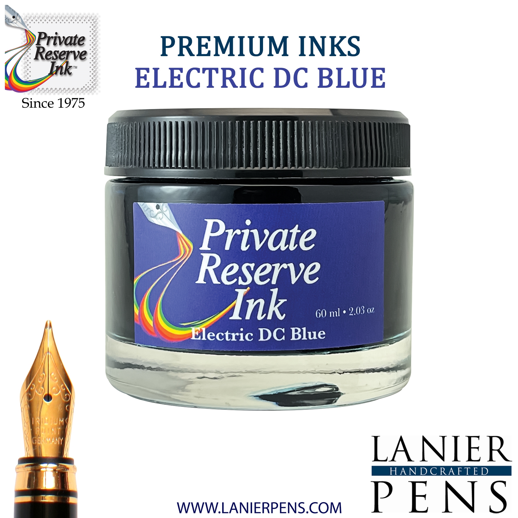 Private Reserve Electric DC Blue Fountain Pen Ink Bottle 37-eb Lanier Pens