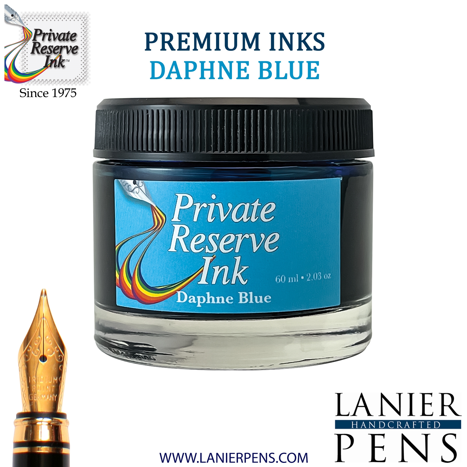 Private Reserve Daphne Blue Fountain Pen Ink Bottle 20-db Lanier Pens