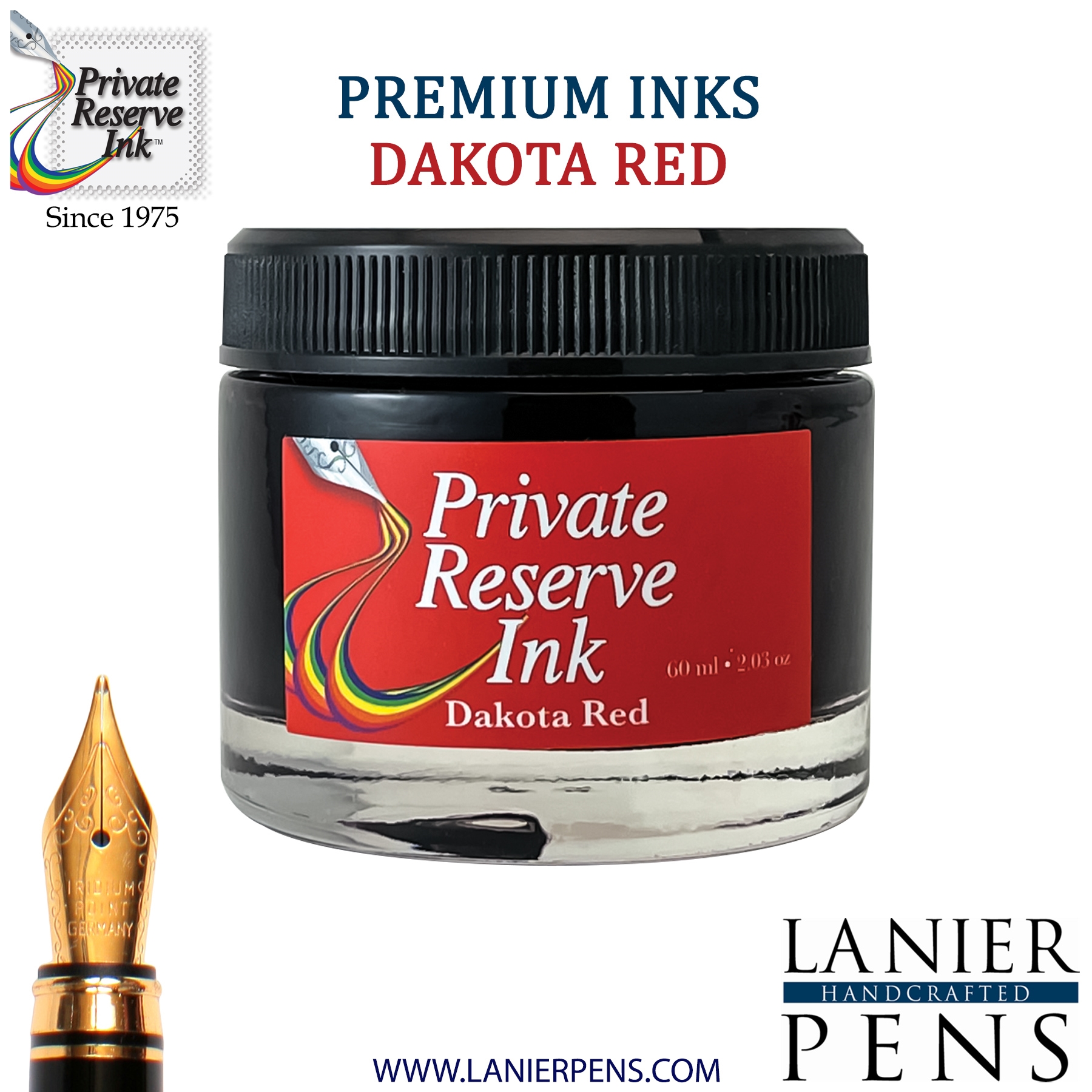 Private Reserve Dakota Red Fountain Pen Ink Bottle Lanier Pens