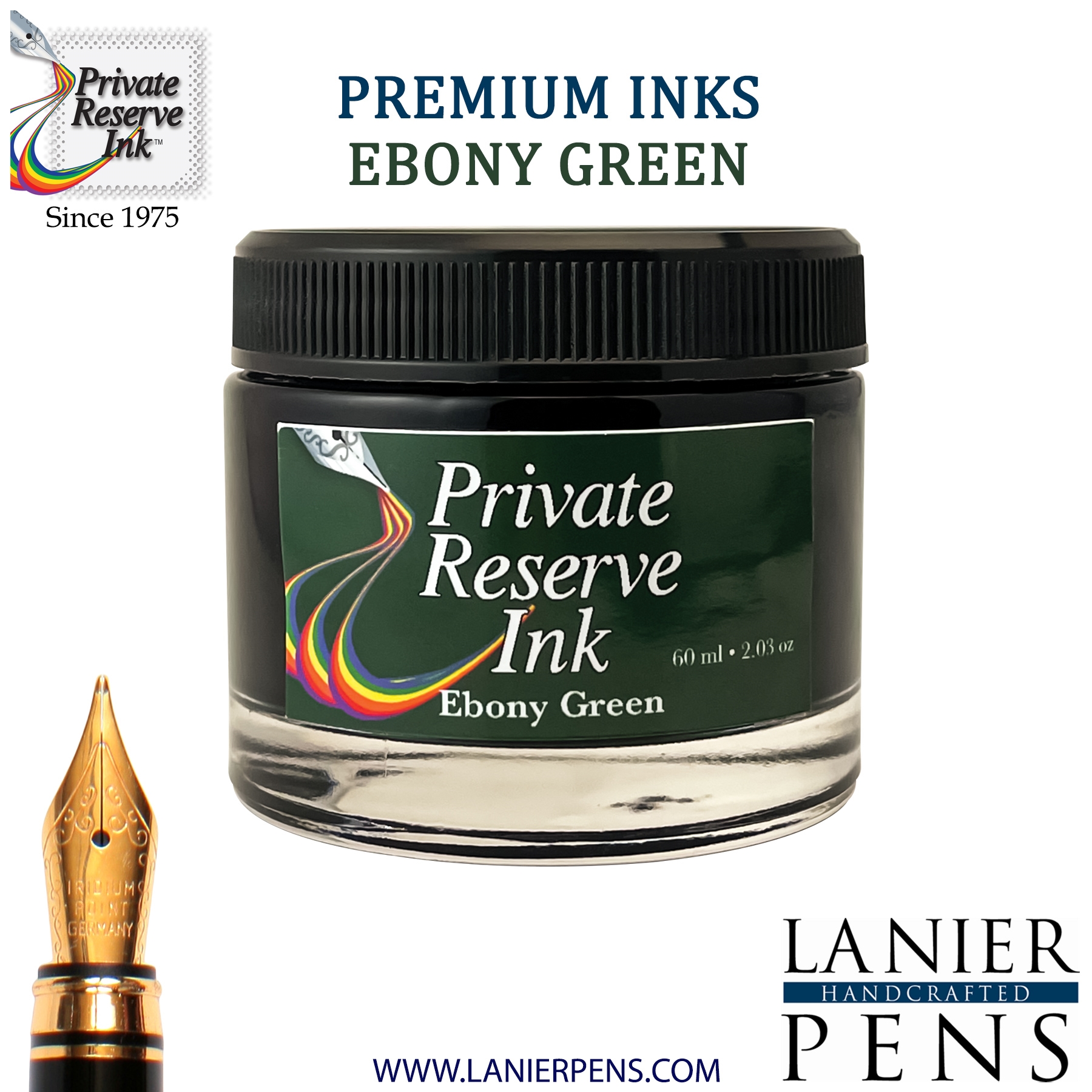Private Reserve Ebony Green Fountain Pen Ink Bottle 40-ge Lanier Pens