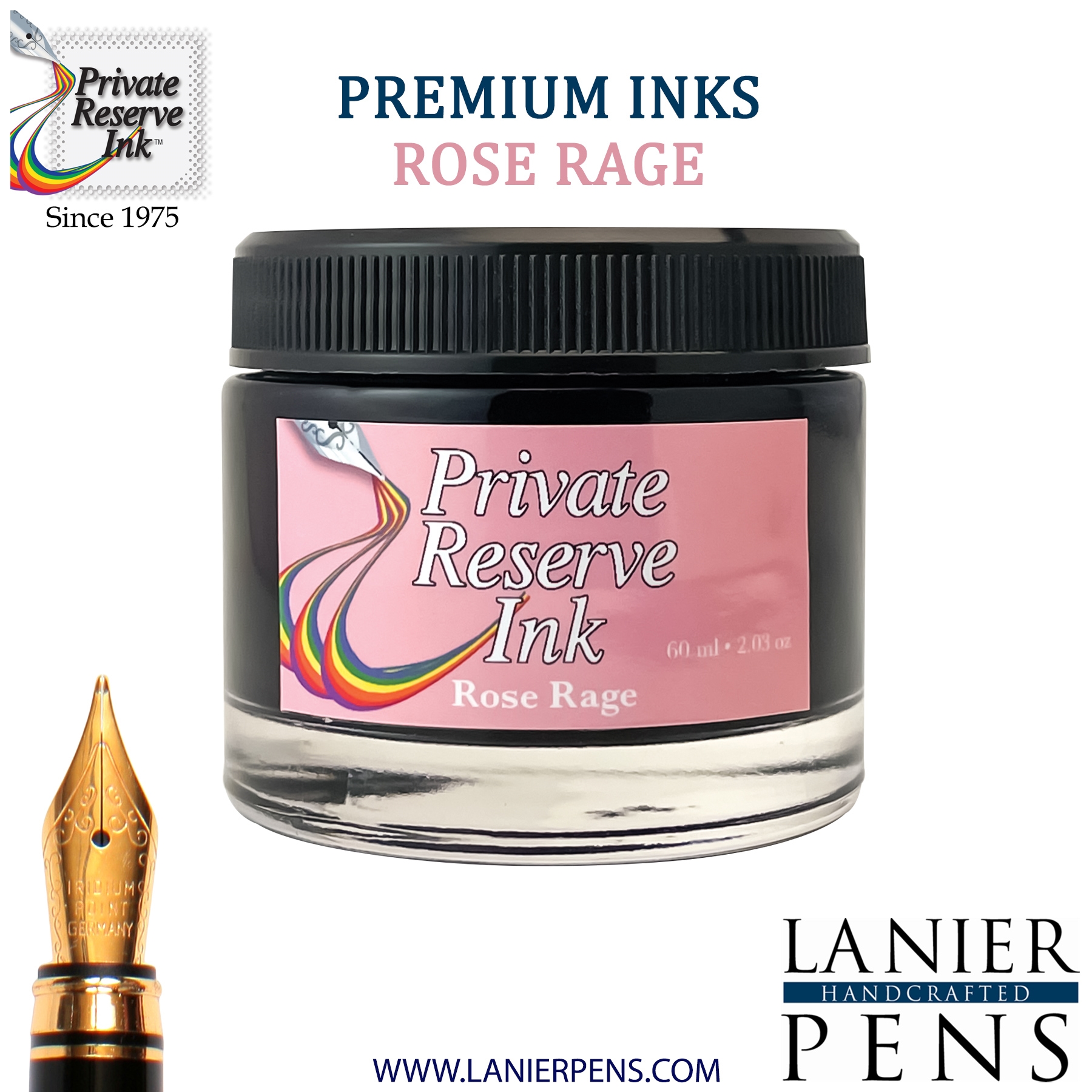 Private Reserve Rose Rage Fountain Pen Ink Bottle 45-rr Lanier Pens