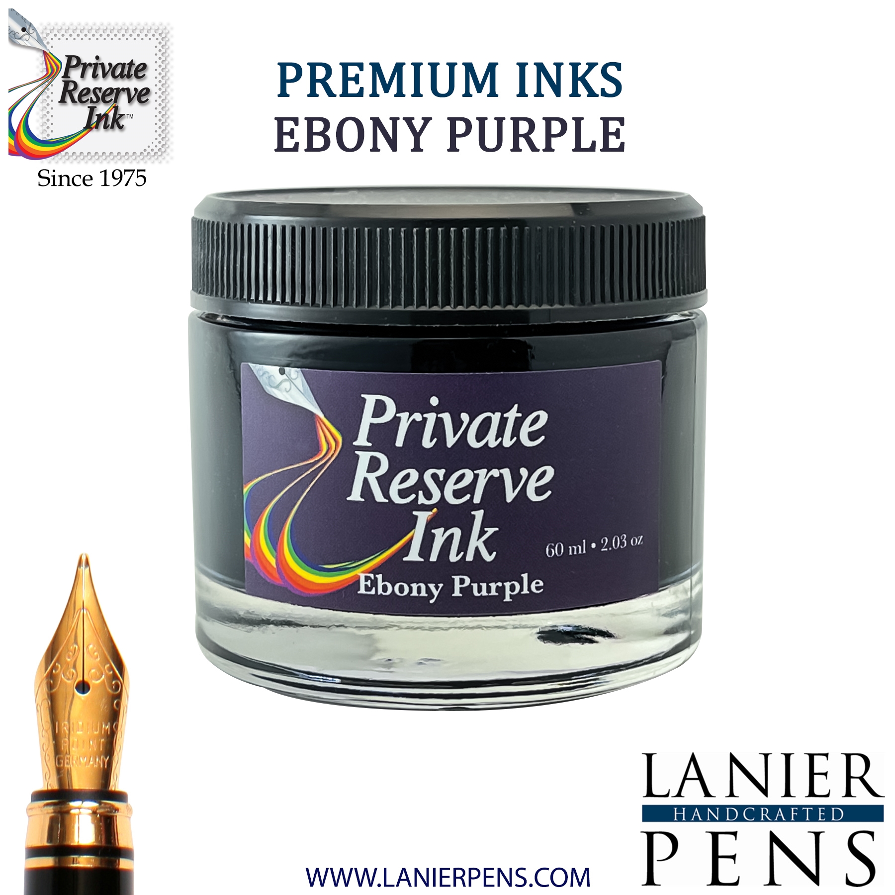Private Reserve Ebony Purple Fountain Pen Ink Bottle 38-pe Lanier Pens