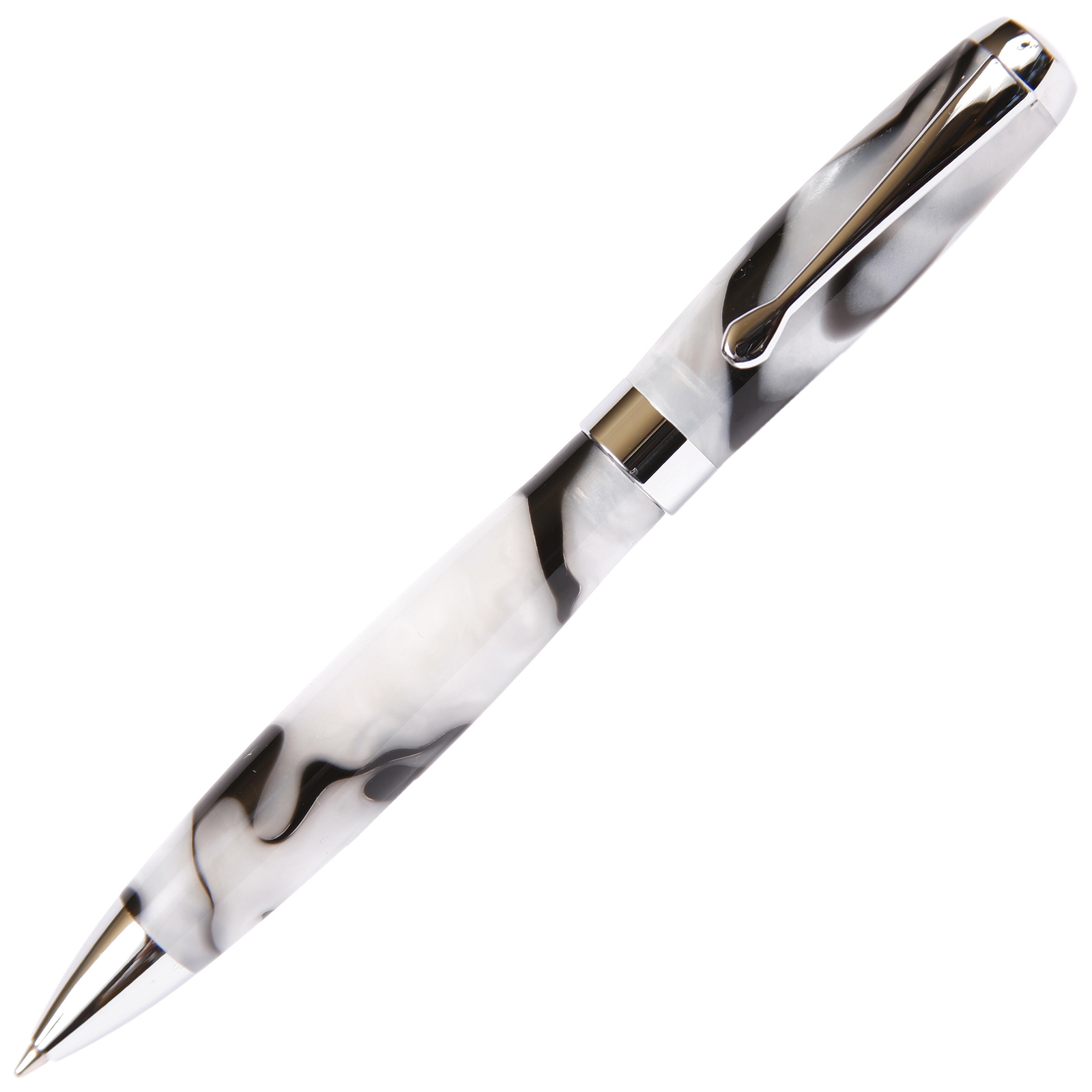Black & Pearl Marbleized Gloss Body Ballpoint Pen by Lanier Pens
