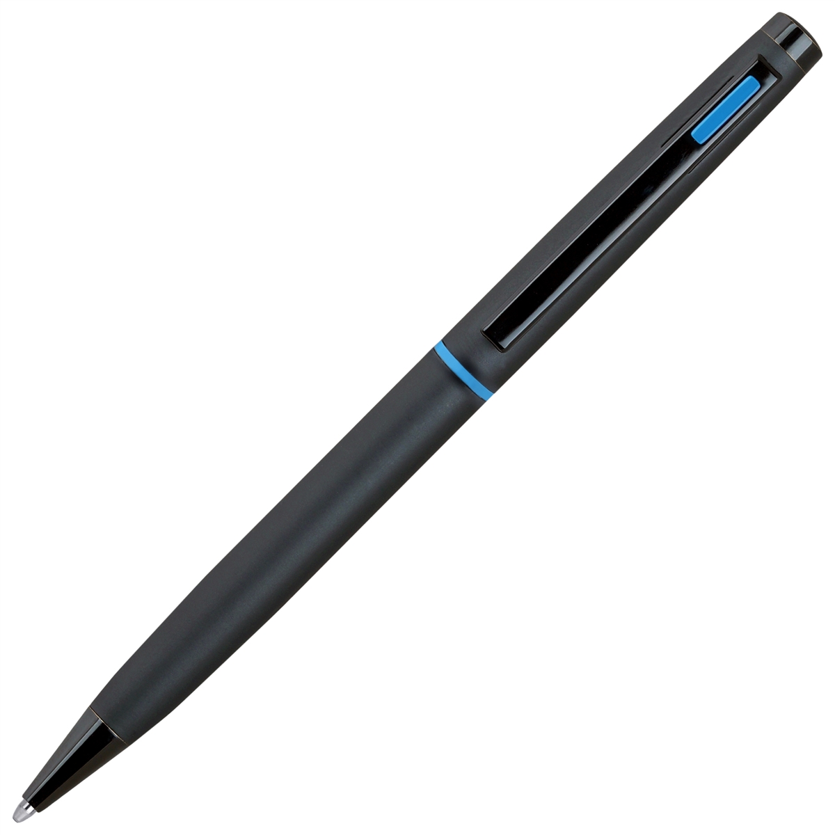 4G Ball Pen – Matt Black with Blue Accents by Lanier Pens