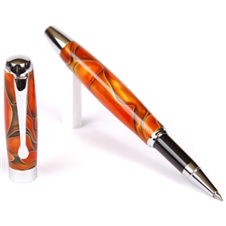 Orange & Black Marbleized Gloss Body Rollerball Pen by Lanier Pens