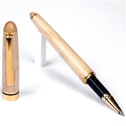 Budget Friendly Maple Wooden Rollerball Pen with Black Medium Tip Point Refill By Lanier Pens