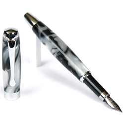 Black & Pearl Marbleized Gloss Body Fountain Pen by Lanier Pens