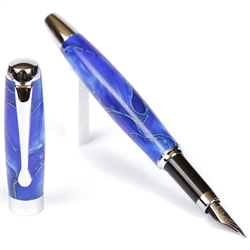 Blue & Pearl Marbleized Gloss Body Fountain Pen by Lanier Pens