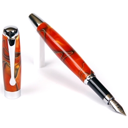 Orange & Black Marbleized Gloss Body Fountain Pen by Lanier Pens