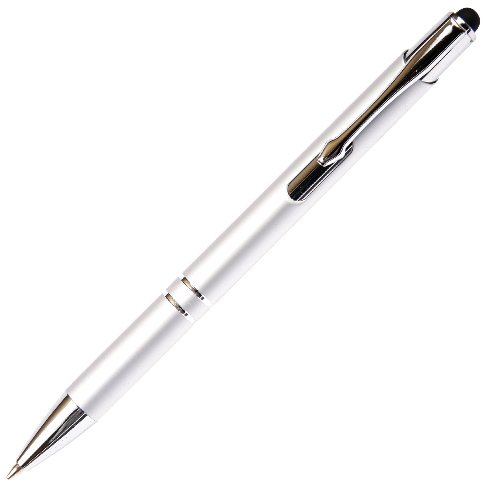 Budget Friendly JJ Ballpoint Pen with Stylus - Silver By Lanier Pens