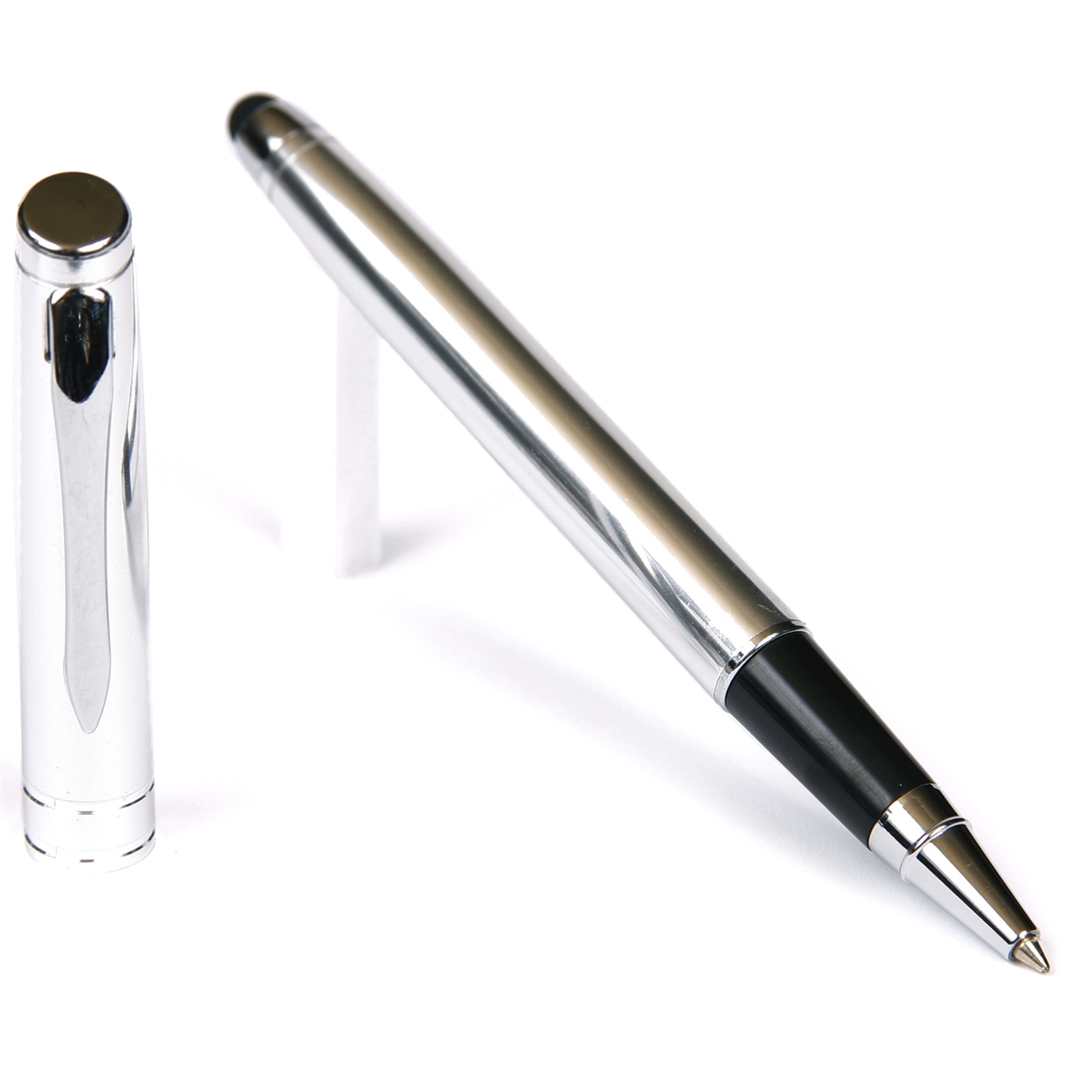 D210 - Chrome Rollerball Pen with Stylus